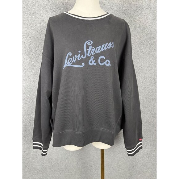 Levi's Women's Black Heritage Sport Logo Long-Sleeve Sweatshirt XL NWT's - Picture 1 of 8